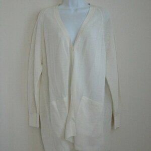 NWT AKRIS Foam White Cotton Silk Fine Net Knit Long Cardigan Sweater 12